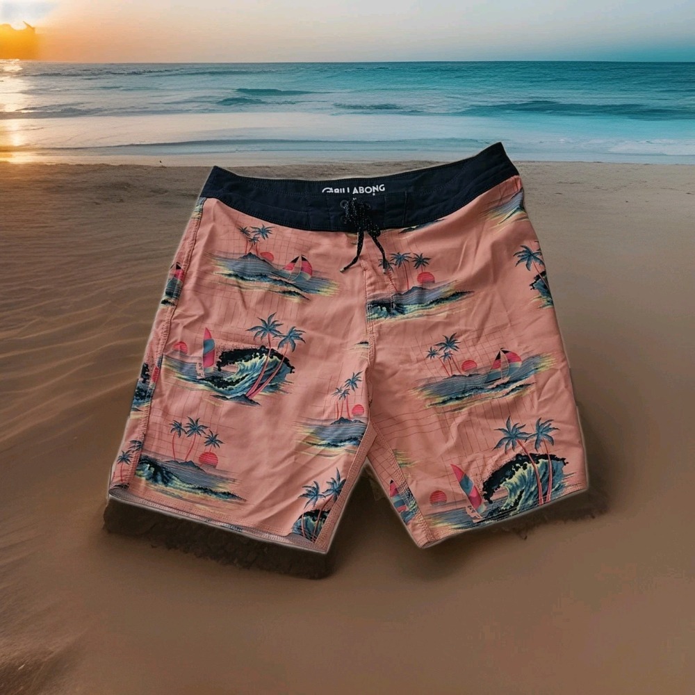 Billabong Sundays Pro Boardshort Hawaiian 4-Way Stretch Y2K Resort Mens Size 32